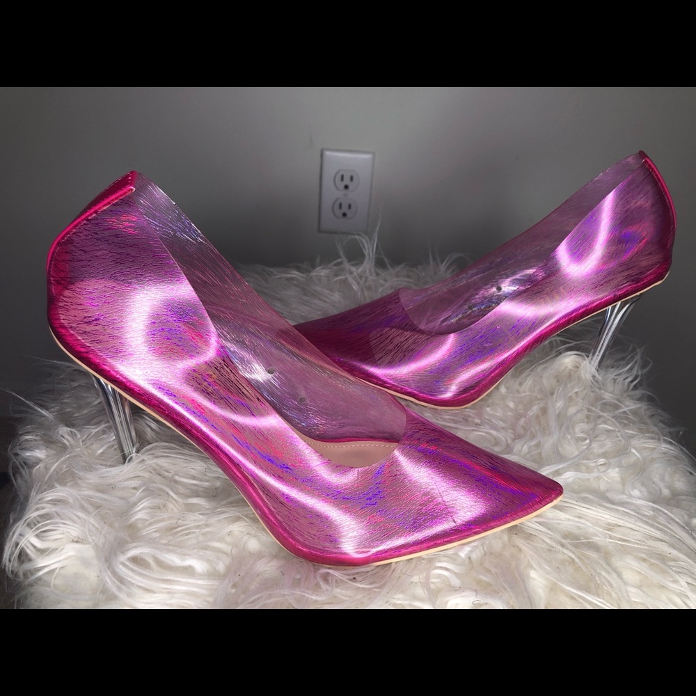 Pink transparent pumps. Never worn.